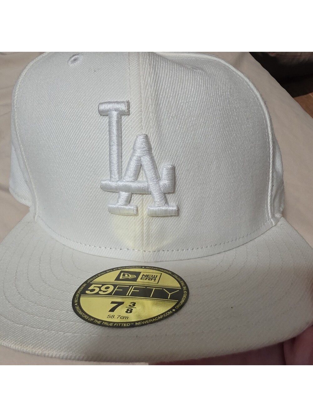 New Era Los Angeles Dodgers 59FIFTY White Hat Size: 7 3/8 Preowned Embroidery
